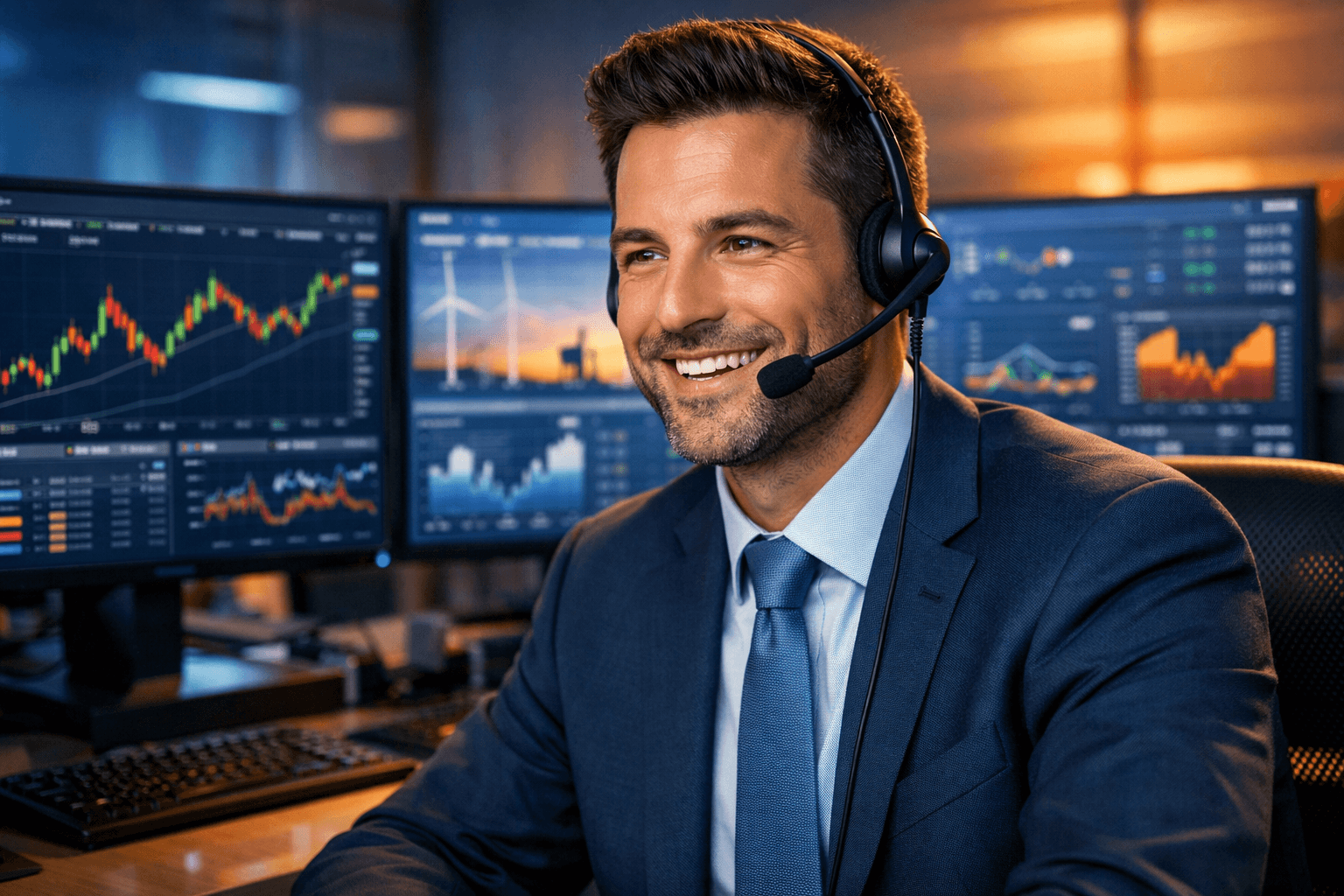 Energy sales agent on phone